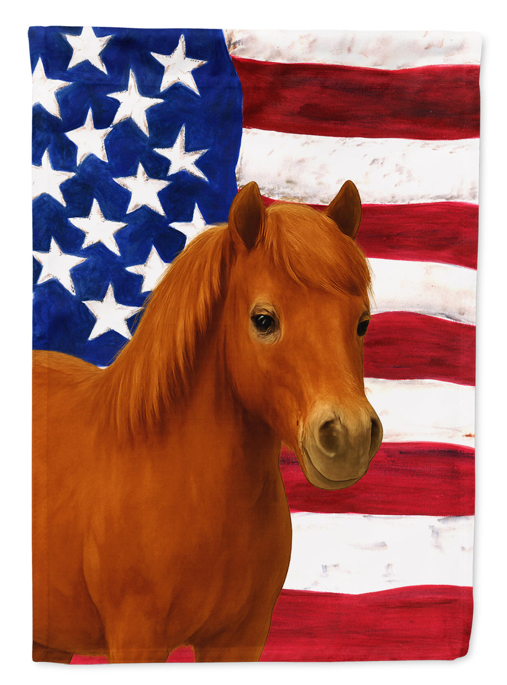Chestnut Welsh Pony American House Flag 28x40 Porch Sleeve Pole Decorative Outside Yard Banner Artwork Wall Hanging, Polyester