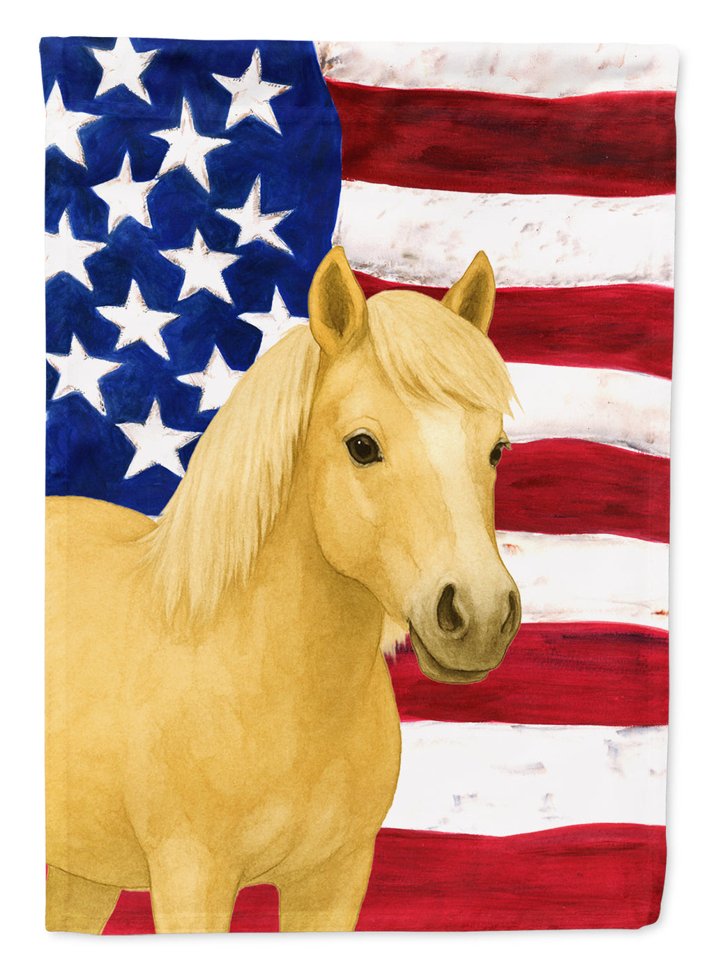 Palomino Welsh Pony American House Flag 28x40 Porch Sleeve Pole Decorative Outside Yard Banner Artwork Wall Hanging, Polyester