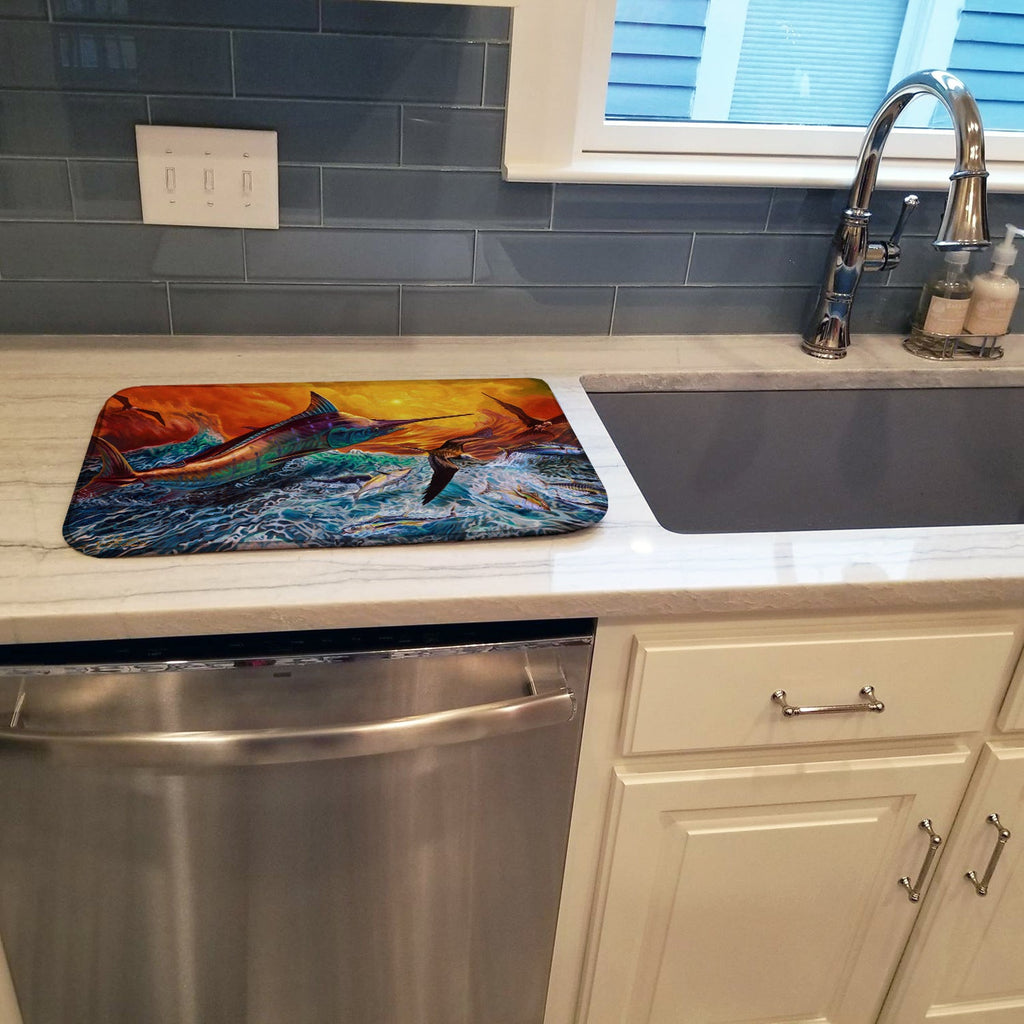 Airedale Terrier Coastal Sea Glass Dish Drying Mat Absorbent Dish Drying Mat Pad for Kitchen Counter Dish Drainer Mat for Countertop, 14 x 21", Multicolor