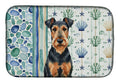 Airedale Terrier Coastal Sea Glass Dish Drying Mat Absorbent Dish Drying Mat Pad for Kitchen Counter Dish Drainer Mat for Countertop, 14 x 21", Multicolor