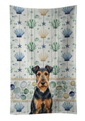 Airedale Terrier Coastal Sea Glass Kitchen Towel Velour Plush Front and Cotton Loop Back Machine Washable