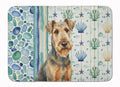 Grizzle Airedale Terrier Coastal Sea Glass Memory Foam Kitchen Mat Machine Washable Anti-Fatigue Cushion Comfort Bath or Kitchen Rug
