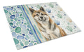 Brindle Akita Coastal Sea Glass Cutting Board Tempered Glass Kitchen Cutting Surface, Heat Resistant Chopping, Non-Slip Feet, Food Prep & Serving