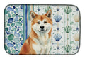 Red Akita Coastal Sea Glass Dish Drying Mat Absorbent Dish Drying Mat Pad for Kitchen Counter Dish Drainer Mat for Countertop, 14 x 21", Multicolor