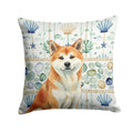 Red Akita Coastal Sea Glass Decorative Throw Pillow 18x18 Indoor Outdoor Accent Cushion, Fabric Cover with Insert for Sofa, Bed, Porch & Living Room