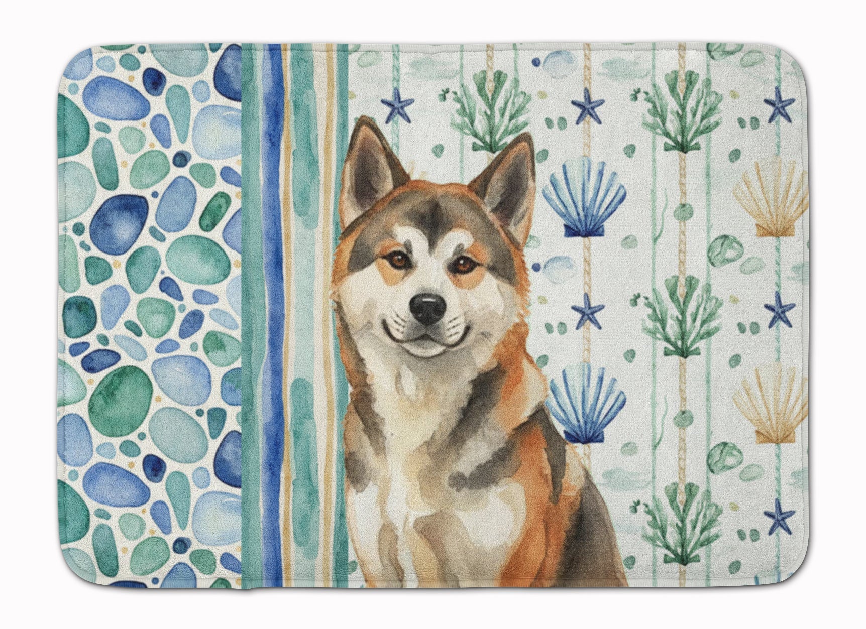 Sesame Akita Coastal Sea Glass Memory Foam Kitchen Mat Machine Washable Anti-Fatigue Cushion Comfort Bath or Kitchen Rug