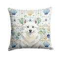 American Eskimo Coastal Sea Glass Decorative Throw Pillow 14x14 Indoor Outdoor Accent Cushion, Fabric Cover with Insert for Sofa, Bed, Porch & Living Room