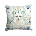 American Eskimo Coastal Sea Glass Decorative Throw Pillow 18x18 Indoor Outdoor Accent Cushion, Fabric Cover with Insert for Sofa, Bed, Porch & Living Room
