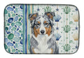 Blue Merle American Shepherd Coastal Sea Glass Dish Drying Mat Absorbent Dish Drying Mat Pad for Kitchen Counter Dish Drainer Mat for Countertop, 14 x 21", Multicolor