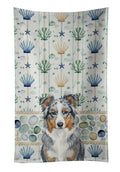 Blue Merle American Shepherd Coastal Sea Glass Kitchen Towel Velour Plush Front and Cotton Loop Back Machine Washable
