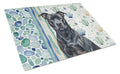 Black American Staffordshire Terrier Coastal Sea Glass Cutting Board Tempered Glass Kitchen Cutting Surface, Heat Resistant Chopping, Non-Slip Feet, Food Prep & Serving