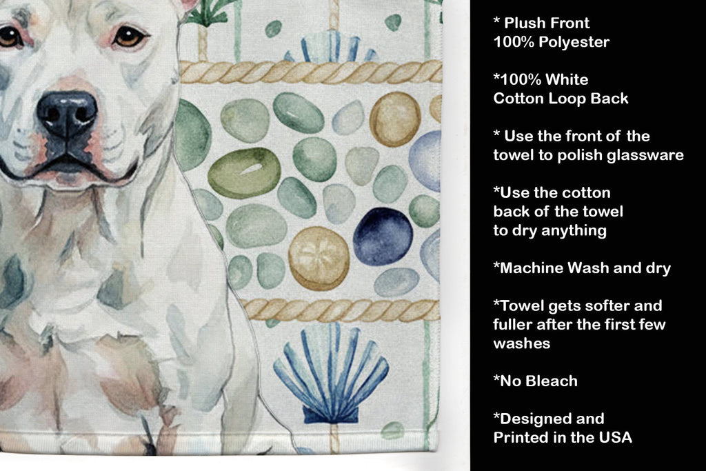 White American Staffordshire Terrier Coastal Sea Glass Kitchen Towel Velour Plush Front and Cotton Loop Back Machine Washable