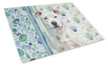 White American Staffordshire Terrier Coastal Sea Glass Cutting Board Tempered Glass Kitchen Cutting Surface, Heat Resistant Chopping, Non-Slip Feet, Food Prep & Serving