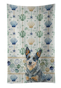 Blue Heeler Australian Cattle Dog Coastal Sea Glass Kitchen Towel Velour Plush Front and Cotton Loop Back Machine Washable