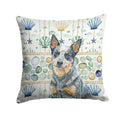 Blue Heeler Australian Cattle Dog Coastal Sea Glass Decorative Throw Pillow 14x14 Indoor Outdoor Accent Cushion, Fabric Cover with Insert for Sofa, Bed, Porch & Living Room