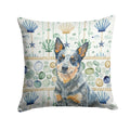 Blue Heeler Australian Cattle Dog Coastal Sea Glass Decorative Throw Pillow 18x18 Indoor Outdoor Accent Cushion, Fabric Cover with Insert for Sofa, Bed, Porch & Living Room