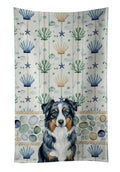 Black Australian Shepherd Coastal Sea Glass Kitchen Towel Velour Plush Front and Cotton Loop Back Machine Washable