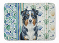Black Australian Shepherd Coastal Sea Glass Memory Foam Kitchen Mat Machine Washable Anti-Fatigue Cushion Comfort Bath or Kitchen Rug