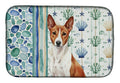 Red and White Basenji Coastal Sea Glass Dish Drying Mat Absorbent Dish Drying Mat Pad for Kitchen Counter Dish Drainer Mat for Countertop, 14 x 21", Multicolor