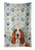 Red and White Basset Hound Coastal Sea Glass Kitchen Towel Velour Plush Front and Cotton Loop Back Machine Washable