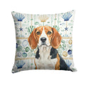 Beagle Coastal Sea Glass Decorative Throw Pillow 14x14 Indoor Outdoor Accent Cushion, Fabric Cover with Insert for Sofa, Bed, Porch & Living Room