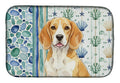 Lemon and White Beagle Coastal Sea Glass Dish Drying Mat Absorbent Dish Drying Mat Pad for Kitchen Counter Dish Drainer Mat for Countertop, 14 x 21", Multicolor