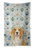 Lemon and White Beagle Coastal Sea Glass Kitchen Towel Velour Plush Front and Cotton Loop Back Machine Washable