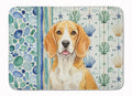 Lemon and White Beagle Coastal Sea Glass Memory Foam Kitchen Mat Machine Washable Anti-Fatigue Cushion Comfort Bath or Kitchen Rug