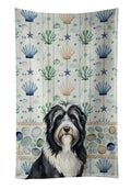 Black Bearded Collie Coastal Sea Glass Kitchen Towel Velour Plush Front and Cotton Loop Back Machine Washable