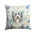 Bearded Collie Coastal Sea Glass Decorative Throw Pillow 18x18 Indoor Outdoor Accent Cushion, Fabric Cover with Insert for Sofa, Bed, Porch & Living Room