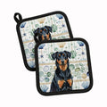 Beauceron Coastal Sea Glass Pot Holder Set of 2 Heat Resistant Quilted Hot Pads 7.5 x 7.5 Inch, Insulated Kitchen Trivets for Cooking & Baking
