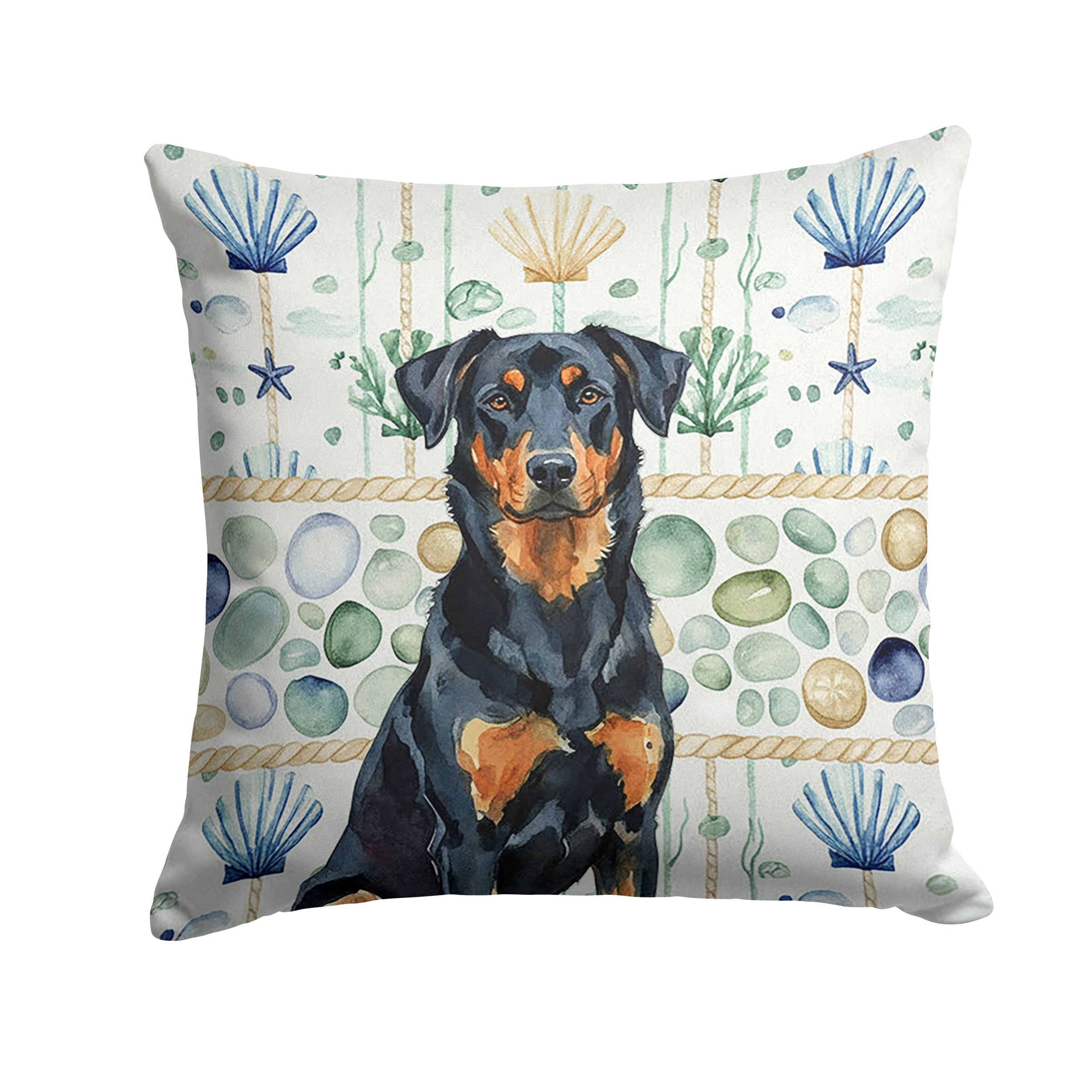 Beauceron Coastal Sea Glass Decorative Throw Pillow 18x18 Indoor Outdoor Accent Cushion, Fabric Cover with Insert for Sofa, Bed, Porch & Living Room