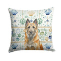 Belgian Laekenois Coastal Sea Glass Decorative Throw Pillow 14x14 Indoor Outdoor Accent Cushion, Fabric Cover with Insert for Sofa, Bed, Porch & Living Room