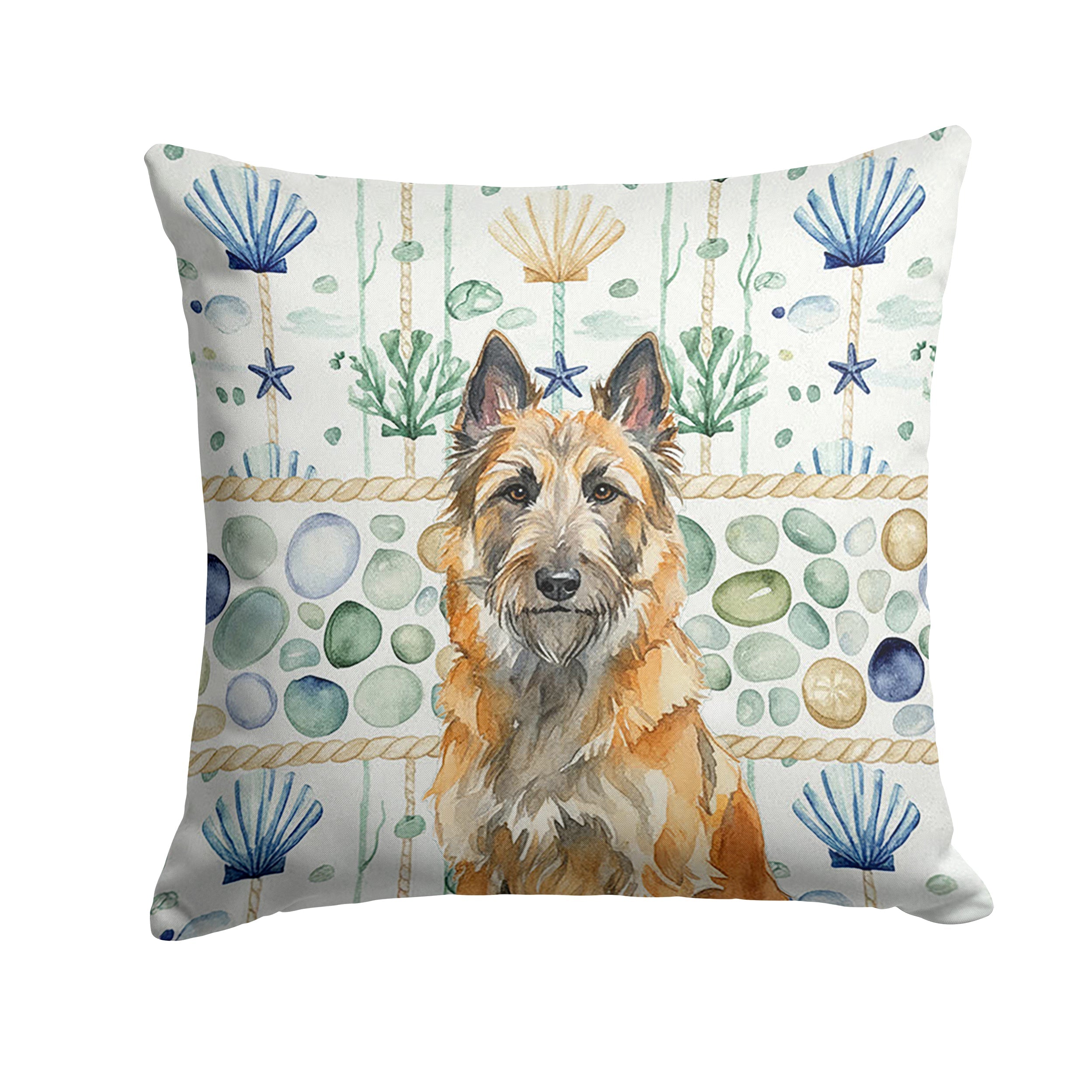 Belgian Laekenois Coastal Sea Glass Decorative Throw Pillow 18x18 Indoor Outdoor Accent Cushion, Fabric Cover with Insert for Sofa, Bed, Porch & Living Room