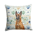 Mahogany Belgian Malinois Coastal Sea Glass Decorative Throw Pillow 18x18 Indoor Outdoor Accent Cushion, Fabric Cover with Insert for Sofa, Bed, Porch & Living Room