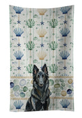 Belgian Sheepdog Groenendael Coastal Sea Glass Kitchen Towel Velour Plush Front and Cotton Loop Back Machine Washable