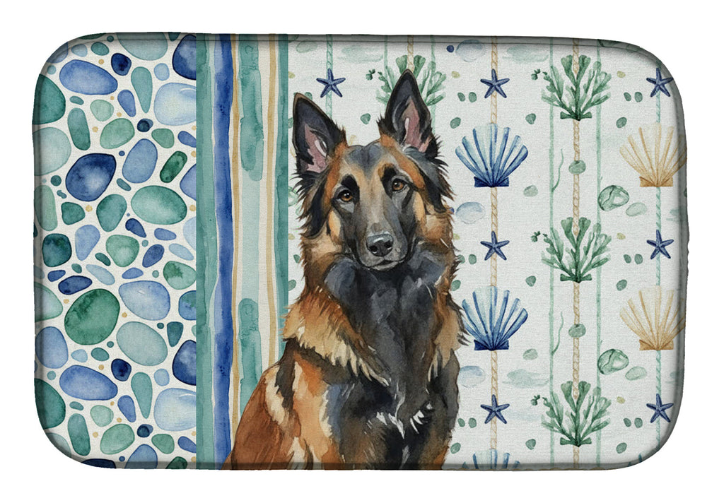 Belgian Tervuren Coastal Sea Glass Dish Drying Mat Absorbent Dish Drying Mat Pad for Kitchen Counter Dish Drainer Mat for Countertop, 14 x 21", Multicolor