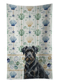 Black Russian Terrier Coastal Sea Glass Kitchen Towel Velour Plush Front and Cotton Loop Back Machine Washable