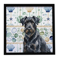 Black Russian Terrier Coastal Sea Glass Framed Metal Print Bathroom, Kitchen, Office, Home Decor Wall Art Ready to Hang, Square, 8X8
