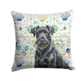 Black Russian Terrier Coastal Sea Glass Decorative Throw Pillow 18x18 Indoor Outdoor Accent Cushion, Fabric Cover with Insert for Sofa, Bed, Porch & Living Room