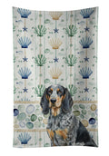 Bluetick Coonhound Coastal Sea Glass Kitchen Towel Velour Plush Front and Cotton Loop Back Machine Washable