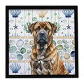 Brindle Boerboel Coastal Sea Glass Framed Metal Print Bathroom, Kitchen, Office, Home Decor Wall Art Ready to Hang, Square, 8X8