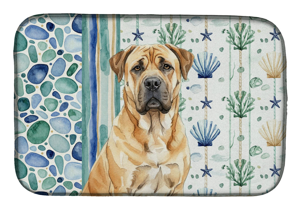 Fawn Boerboel Coastal Sea Glass Dish Drying Mat Absorbent Dish Drying Mat Pad for Kitchen Counter Dish Drainer Mat for Countertop, 14 x 21", Multicolor
