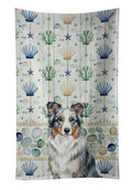 Blue Merle Border Collie Coastal Sea Glass Kitchen Towel Velour Plush Front and Cotton Loop Back Machine Washable