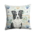 Border Collie Coastal Sea Glass Decorative Throw Pillow 18x18 Indoor Outdoor Accent Cushion, Fabric Cover with Insert for Sofa, Bed, Porch & Living Room