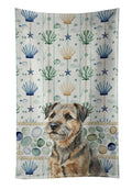 Grizzle and Tan Border Terrier Coastal Sea Glass Kitchen Towel Velour Plush Front and Cotton Loop Back Machine Washable