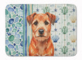 Red Border Terrier Coastal Sea Glass Memory Foam Kitchen Mat Machine Washable Anti-Fatigue Cushion Comfort Bath or Kitchen Rug