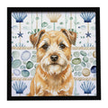 Wheaten Border Terrier Coastal Sea Glass Framed Metal Print Bathroom, Kitchen, Office, Home Decor Wall Art Ready to Hang, Square, 8X8