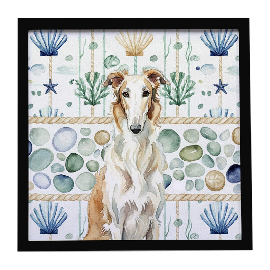 Borzoi Coastal Sea Glass Framed Metal Print Bathroom, Kitchen, Office, Home Decor Wall Art Ready to Hang, Square, 8X8