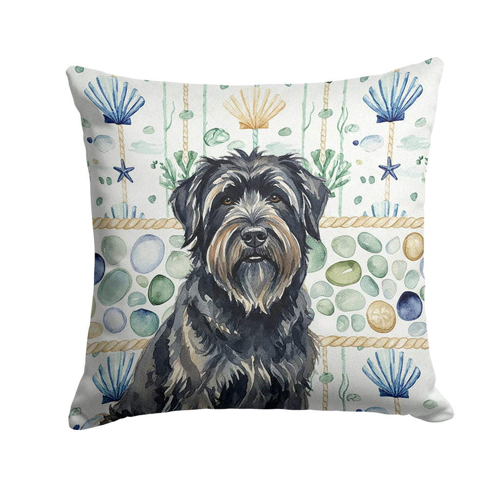 Bouvier des Flandres Coastal Sea Glass Decorative Throw Pillow 18x18 Indoor Outdoor Accent Cushion, Fabric Cover with Insert for Sofa, Bed, Porch & Living Room